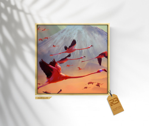 لوحة جدارية تصميم طائر الفلامنقو (رقم المنتج RB-7-76)