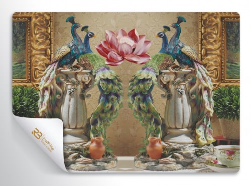 ورق جدران تصميم كلاسيكي مع طائر الطاووس (رقم المنتج RB 67)