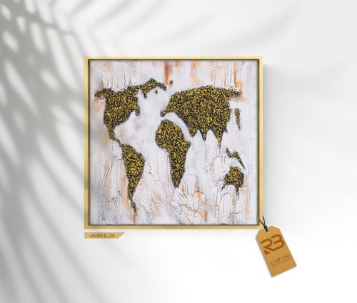 لوحة جدارية تصميم خريطة العالم (رقم المنتج RB-4-42)