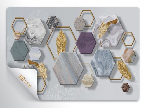 Marble Hexagons Design Wallpaper (Article No. RB-E37)
