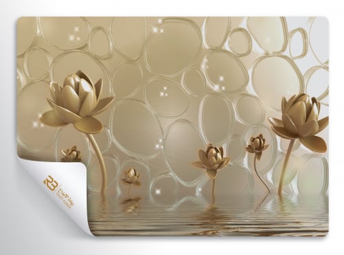 ورق جدران تصميم ورد ذهبي (رقم المنتج RB-F43)