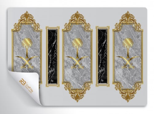 ورق جدران تصميم رخام مع السيفين والنخلة  (رقم المنتج RB 72)