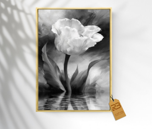 لوحة جدارية تصميم ورد بلون الاسود والأبيض  (رقم المنتج RB-6)