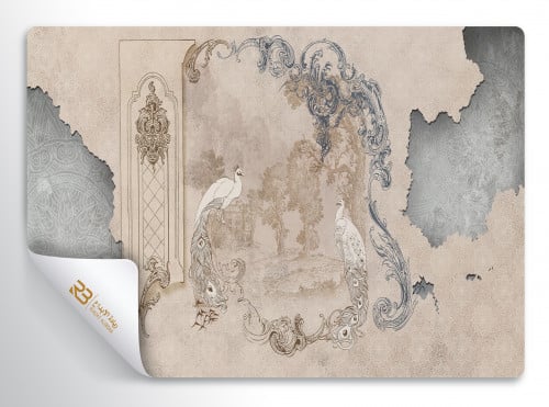 ورق جدران تصميم طائر الطاؤوس (رقم المنتج RB-M-46)