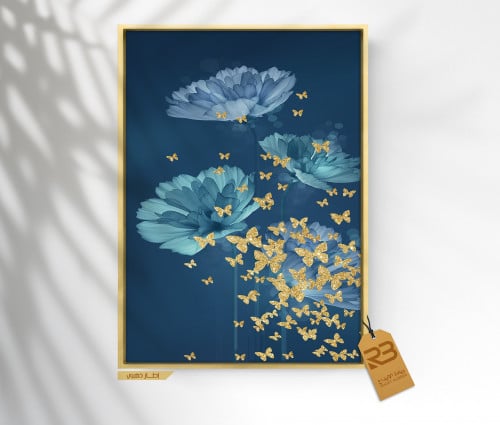 لوحة جدارية تصميم فراشات ذهبية (رقم المنتج RB-44)