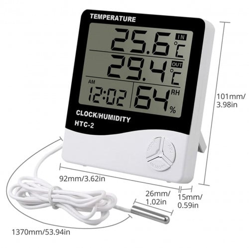 قياس درجة الحرارة ورطوبة وساعة
