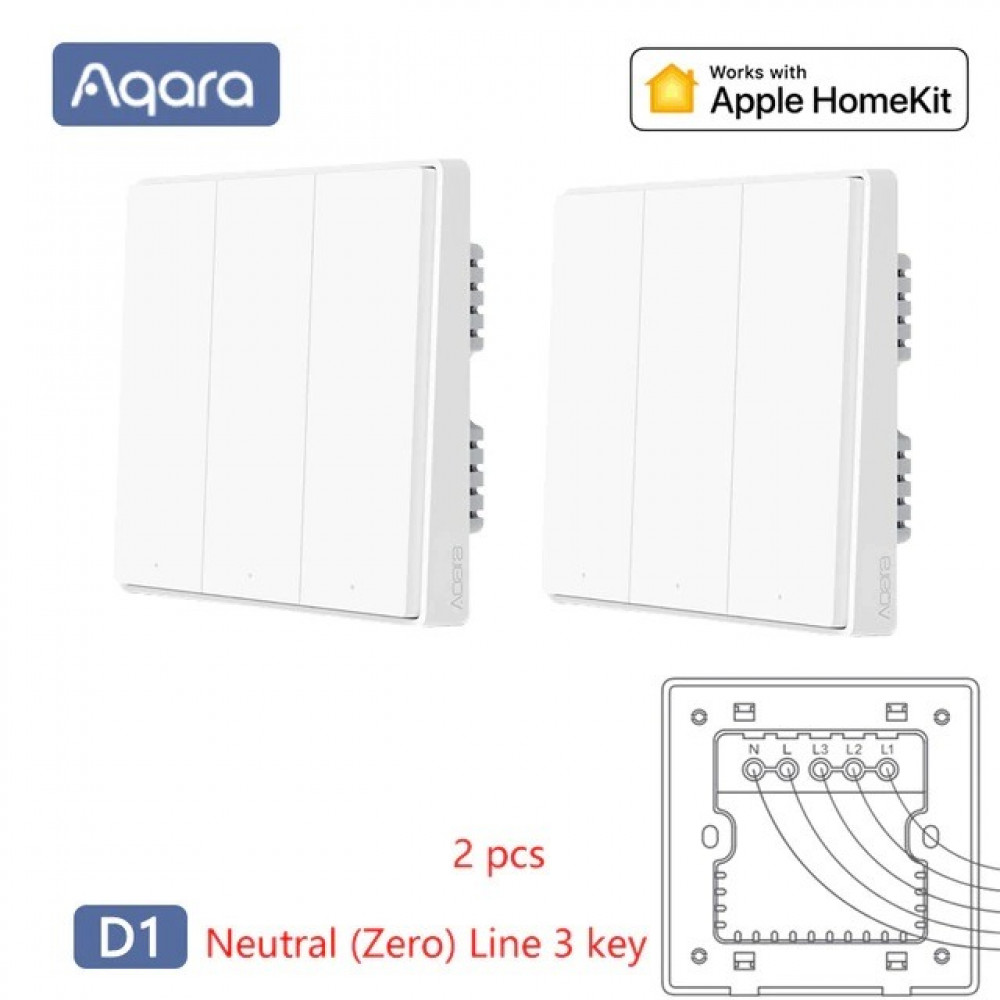 مفتاح حائط ذكي ثنائي Aqara D1 Wall Switch Smart ZigBee