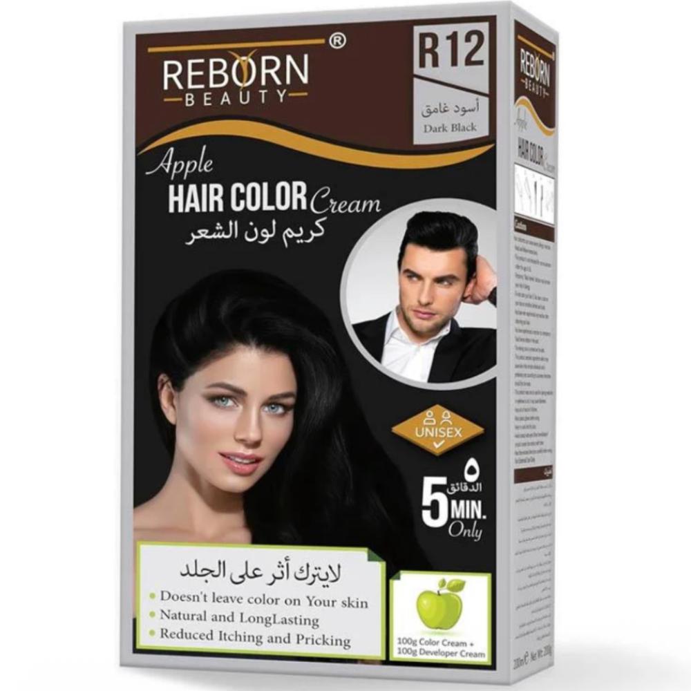 ريبورن بيوتي كريم لون الشعر أسود غامق 100+100 جم - (R12)