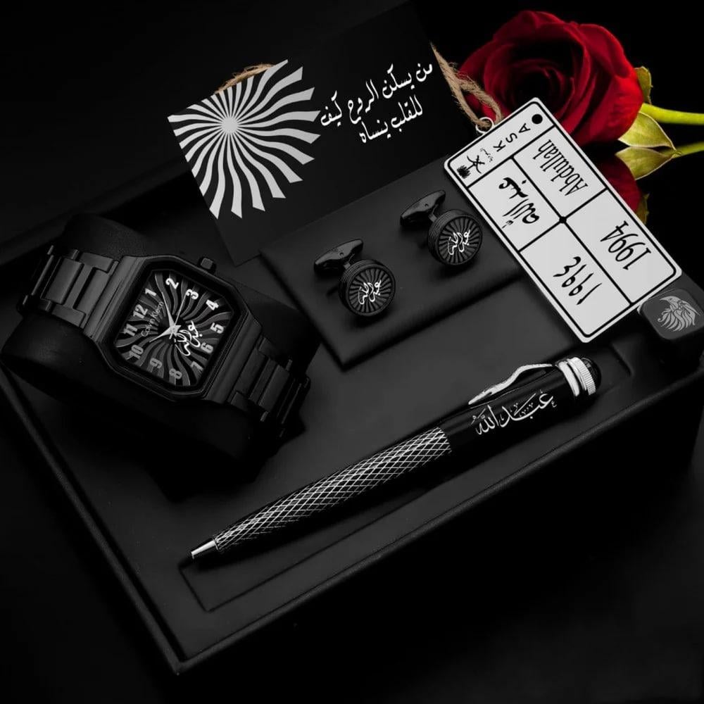 اطقم هدايا ساعات رجالية فخمة بتصميم عصري تصميم الإسم حسب الطلب