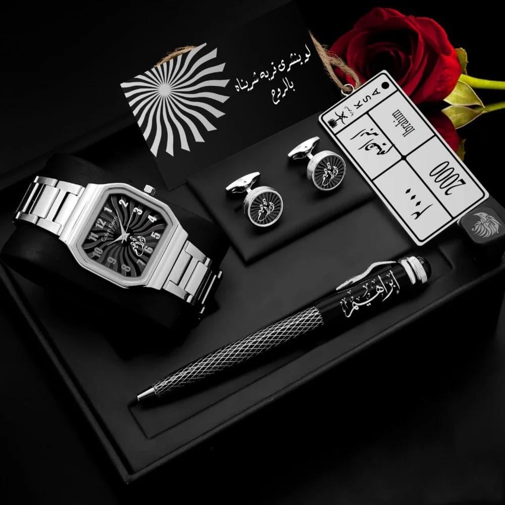 اطقم هدايا ساعات رجالية فخمة بتصميم عصري تصميم الإسم حسب الطلب
