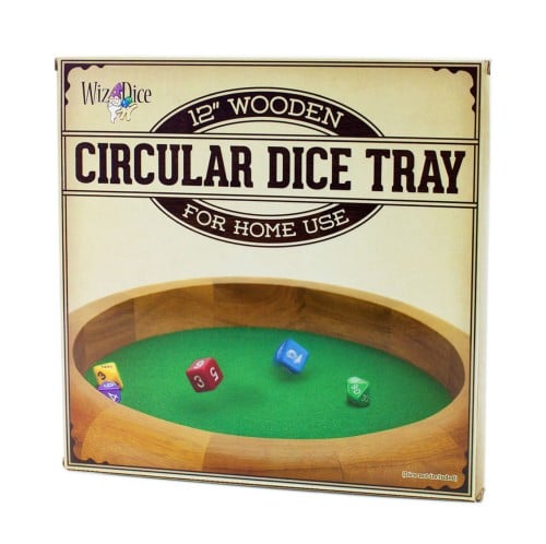 WOODEN CIRCULAR DICE TRAY