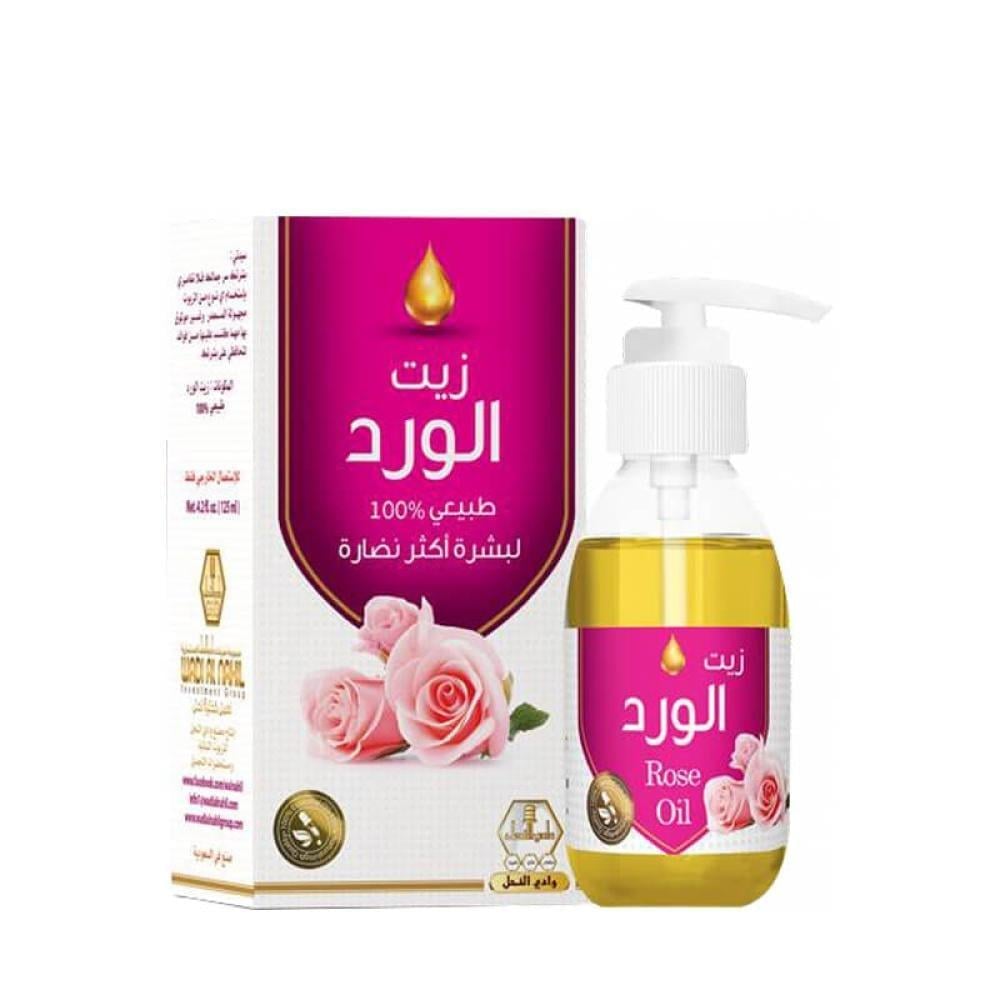 زيت الورد الطبيعي 100% لنضارة البشرة 125 مل من وادي النحل