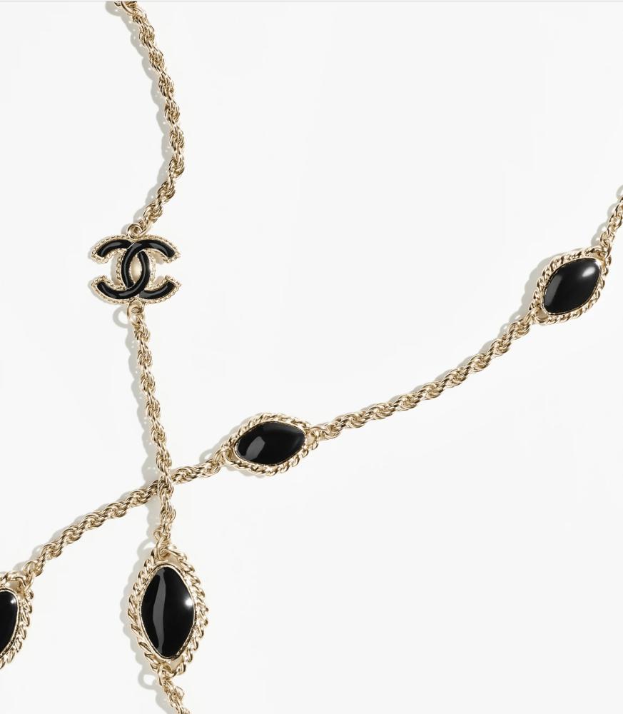 2024 Black Gold Chanel Long Necklace