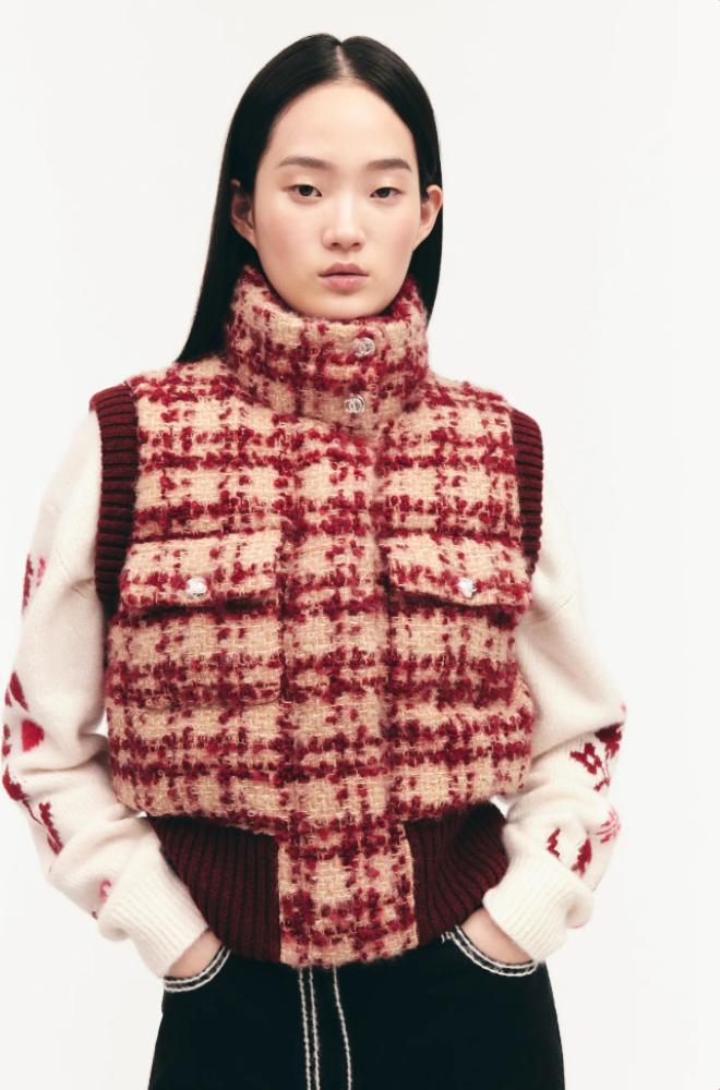 2024 Chanel Burgundy Wool Cashmere Tweed Gilet - TEBOUGIE