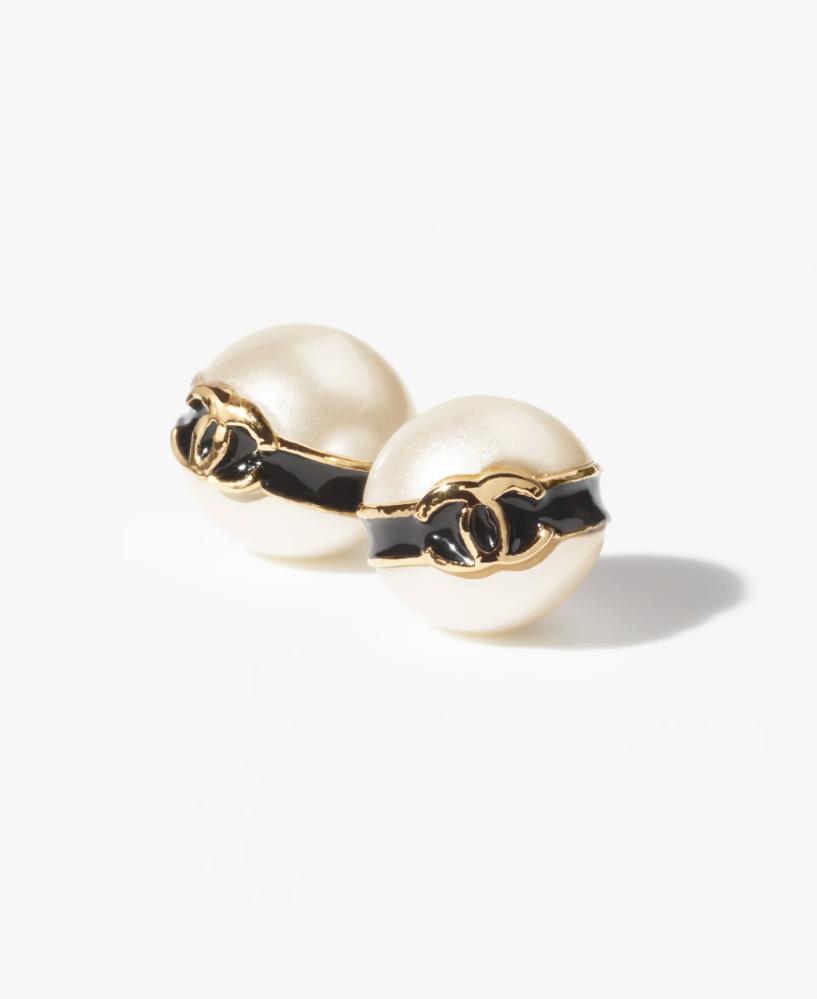 2024 Chanel white gold stud earrings