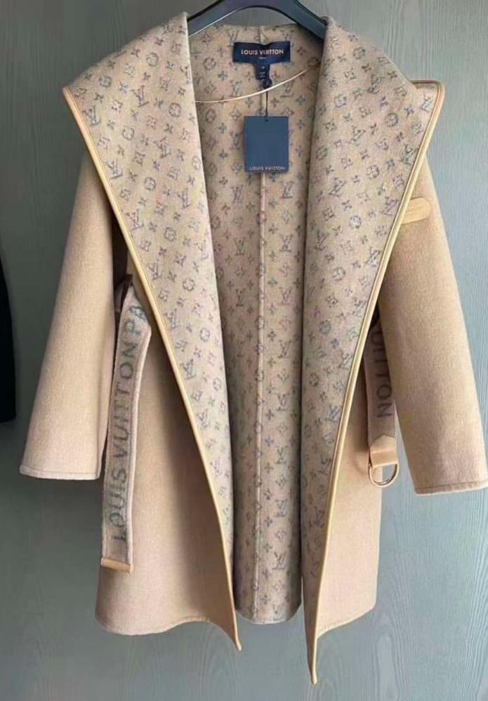 Louis Vuitton Beige Short Wrap Coat with Belt - TEBOUGIE