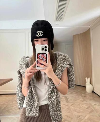 2024 Chanel Beanie Hat Black Wool | TEBOUGIE