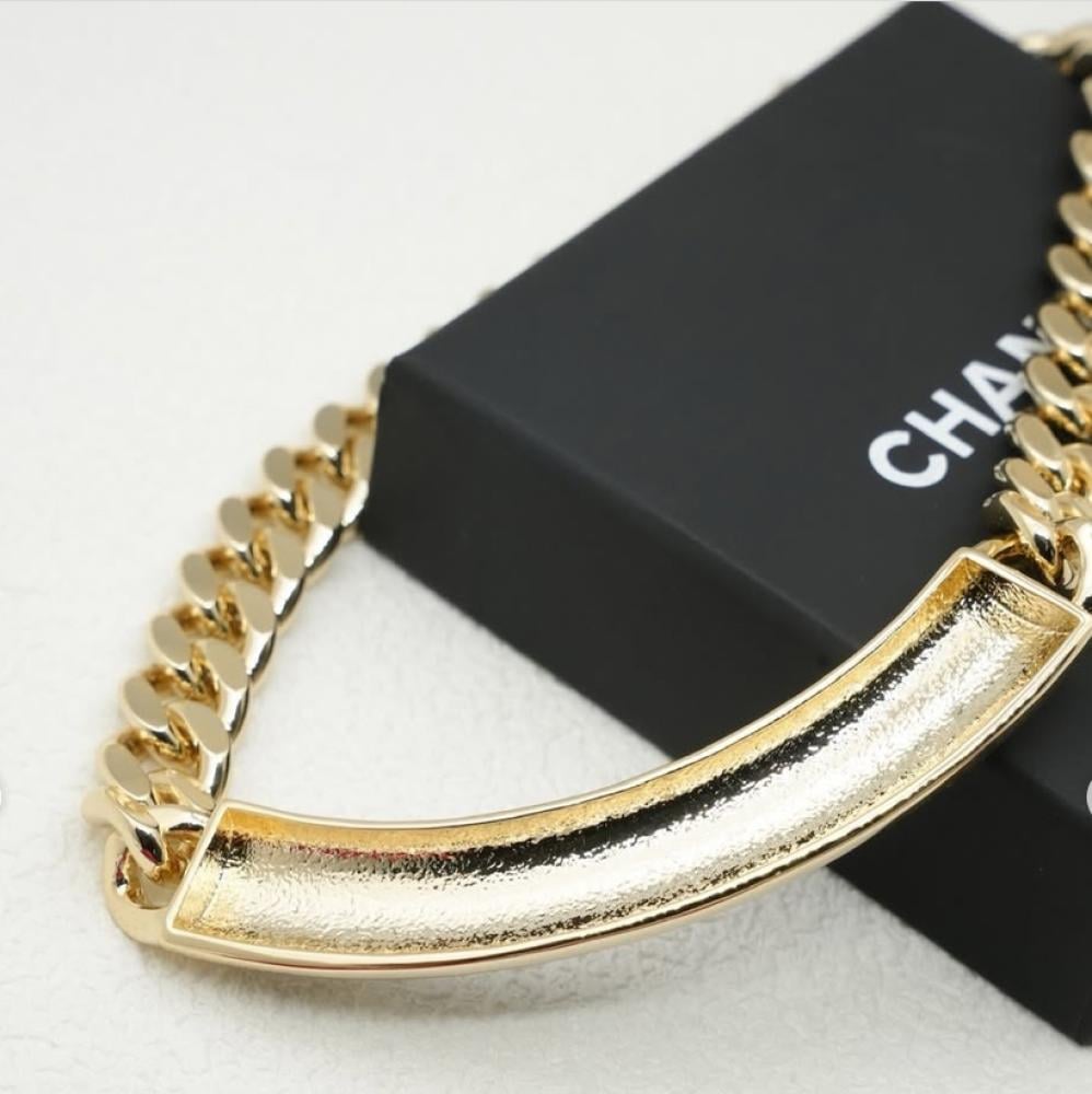 2025 Chanel Choker Necklace Gold Black or Silver White Chain