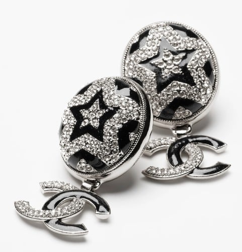 2024 Chanel Stud Earrings Stud Closure Metal Resin Strass