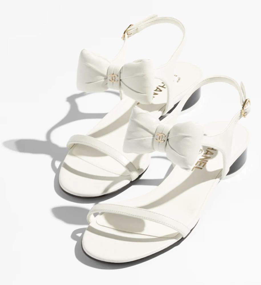 2025 Chanel black leather bow sandals - TEBOUGIE