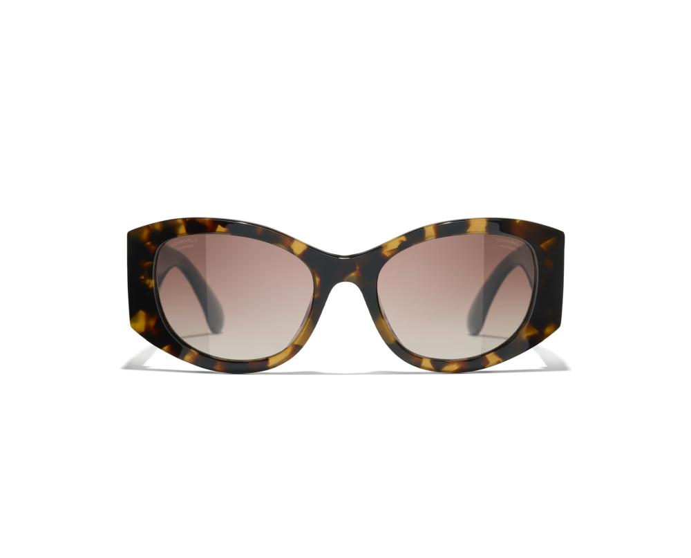 Chanel Black Tiger Oval Frame Sunglasses - TEBOUGIE