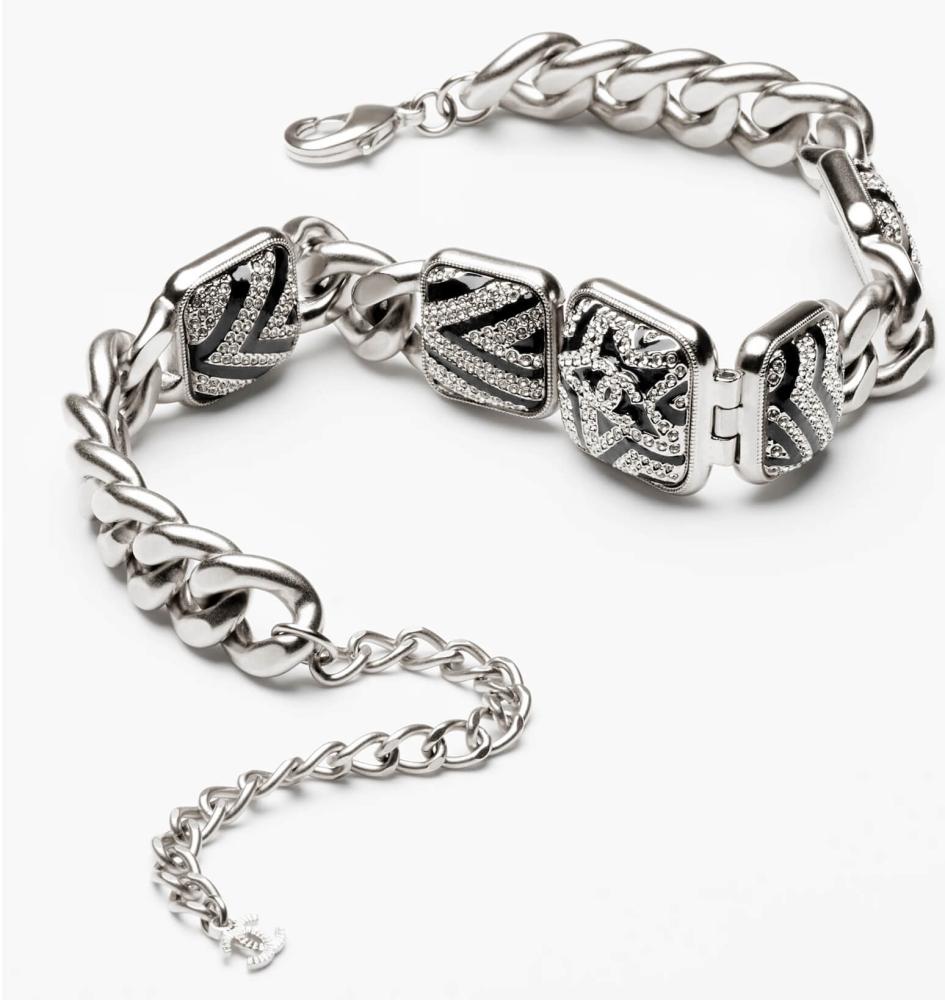 2024 Chanel choker necklace, black metal resin strass, with
