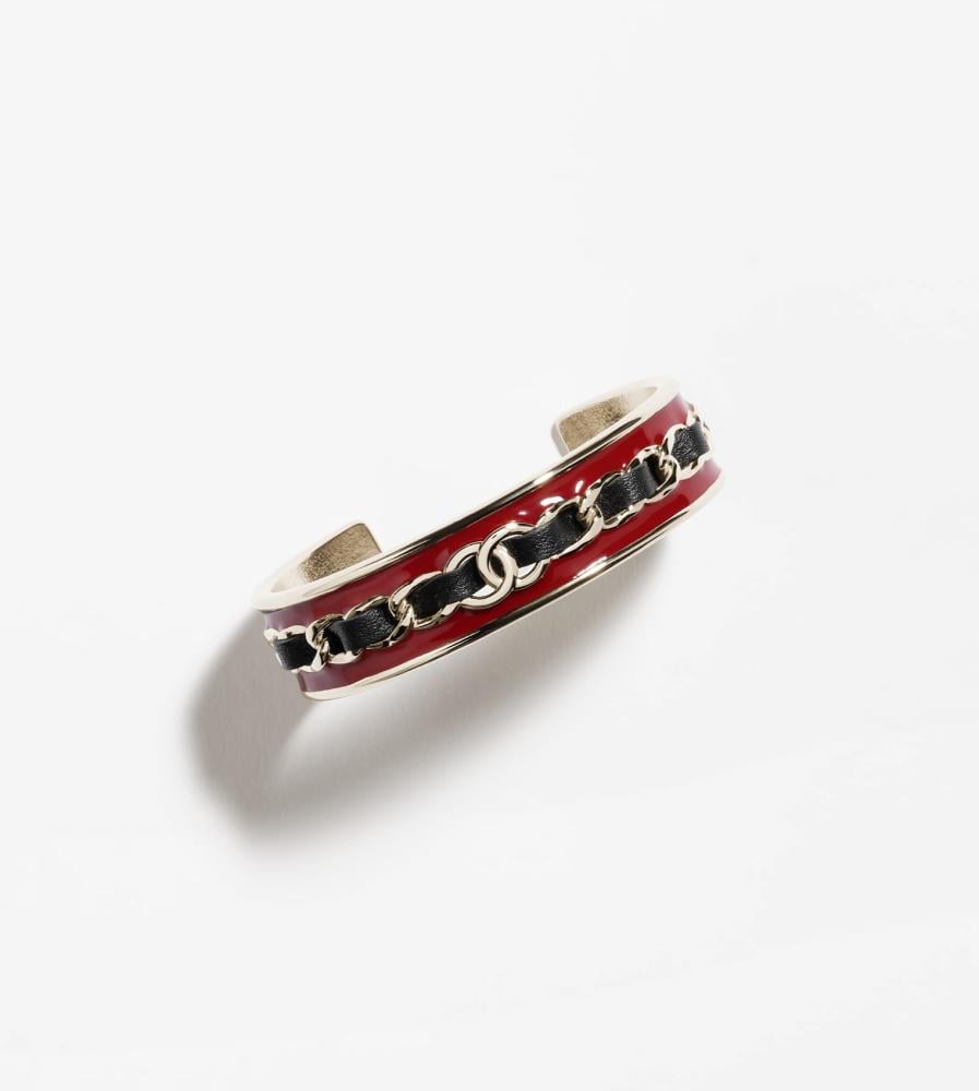 2024 Chanel Burgundy Leather Wide Bracelet - TEBOUGIE