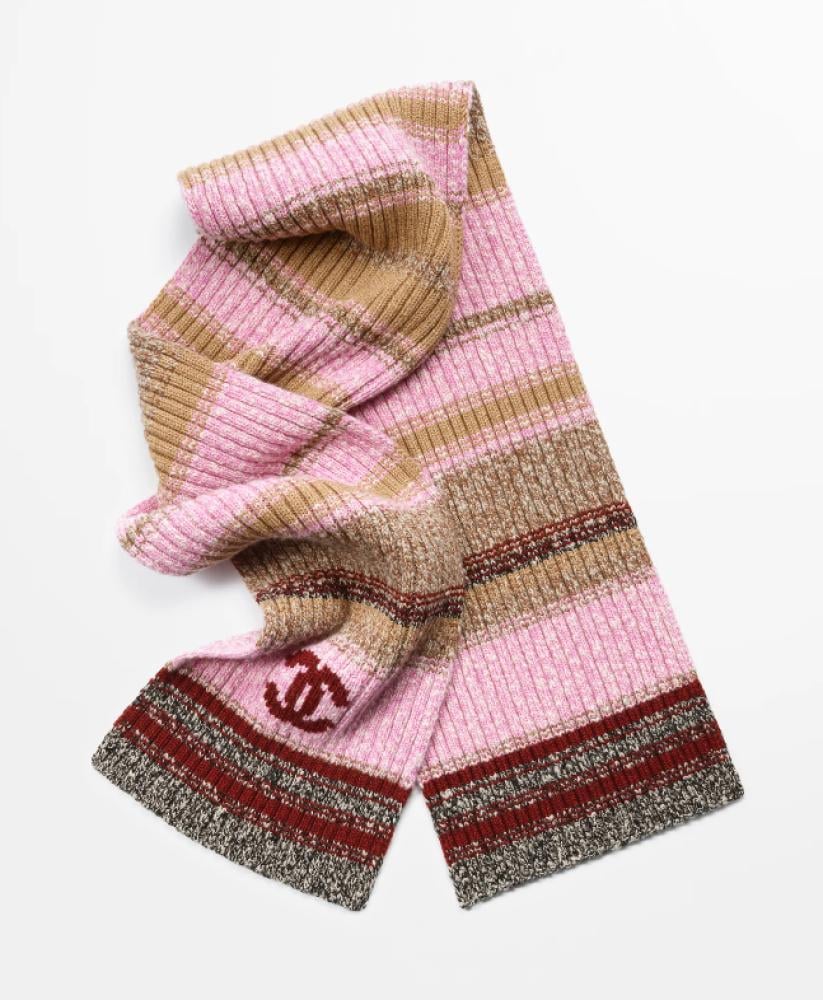 2025 Chanel Scarf Pink Wool Scarf - TEBOUGIE
