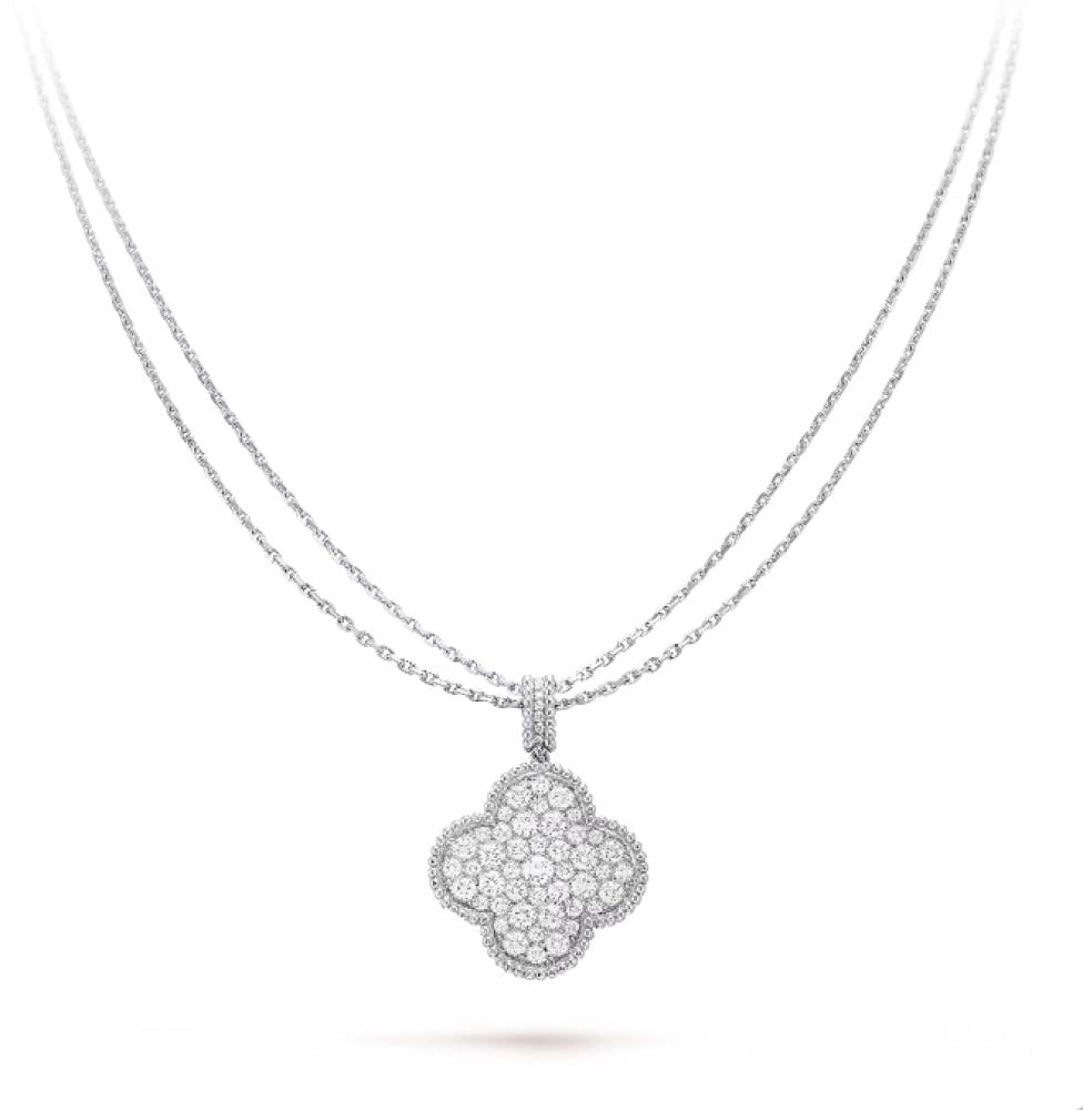 Van Cleef Magic Alhambra Long Necklace with White Silver