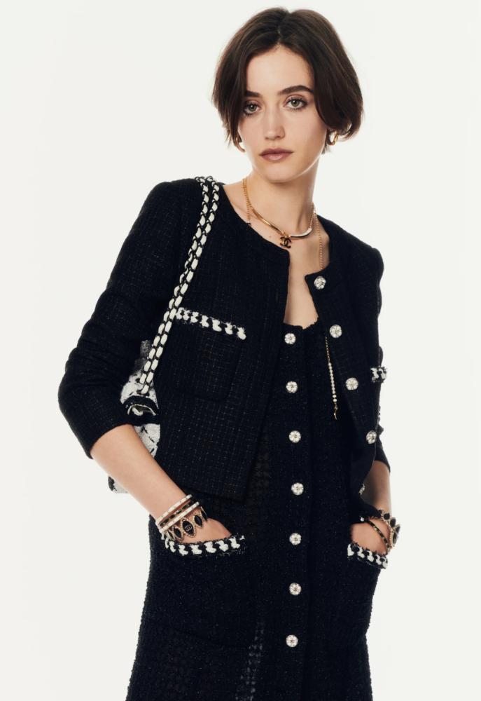 2024 Chanel Black Mesh Tweed Jacket - TEBOUGIE 2024 Chanel Black Mesh Tweed Jacket - TEBOUGIE