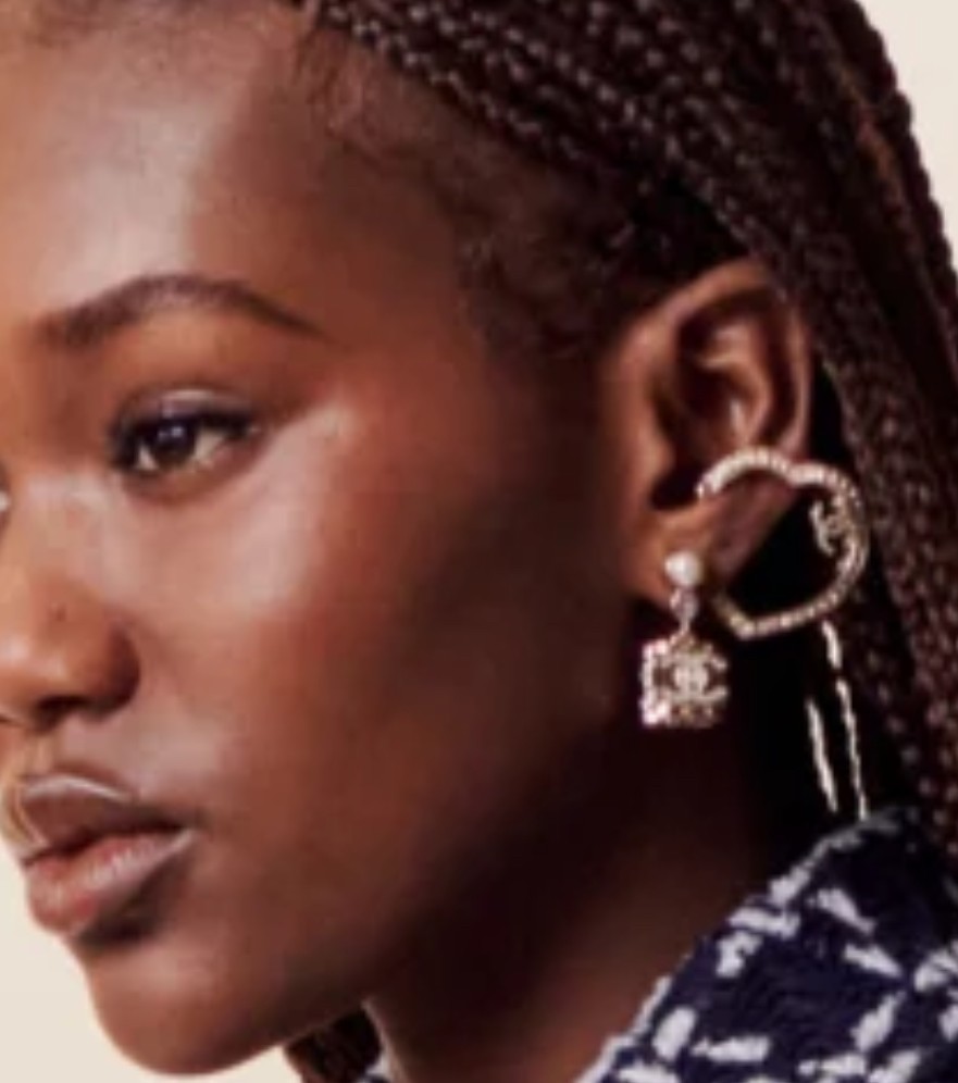 2024 Chanel gold CC logo hoop earrings studded with crystals