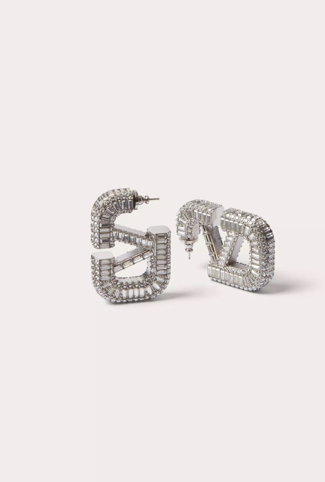2024 Valentino Garavani V Logo Signature Metal and Crystal