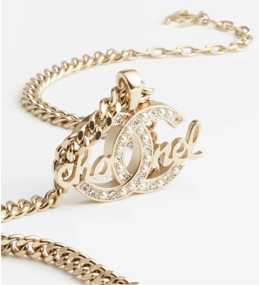 Chanel word necklace discount