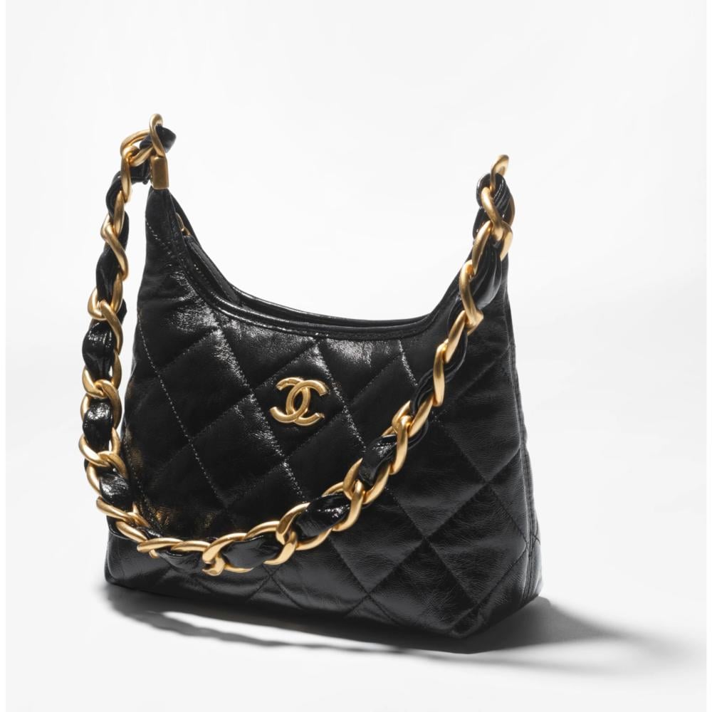 2024 Chanel Small Hobo Bag Black Leather TEBOUGIE