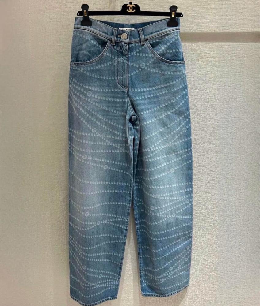【王道デザイン】2025春夏 CHANEL プレコレクション ジーンズ 2025 Chanel Denim Blue Jeans - TEBOUGIE