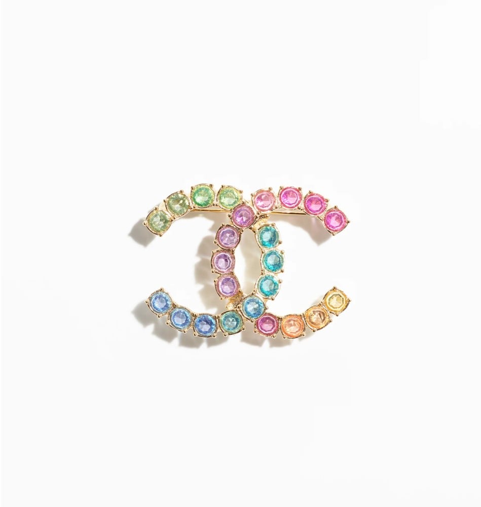 Cc logo authentic crystal brooch