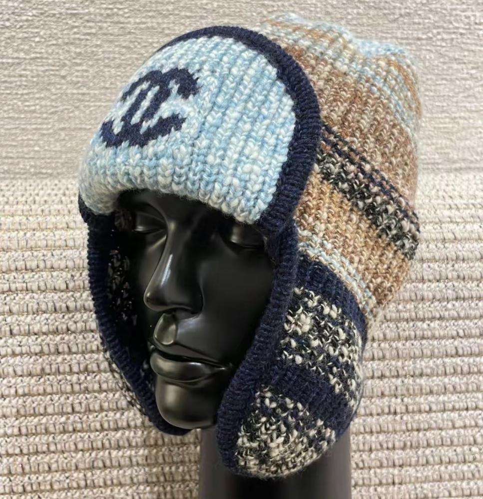 2024 Chanel Beanie Hat Blue Wool - TEBOUGIE