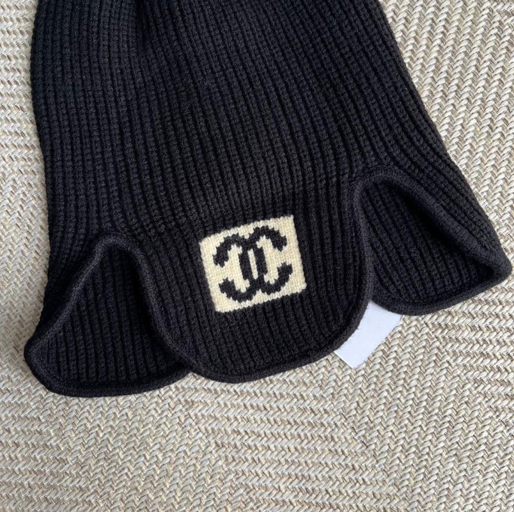 2024 Chanel Beanie Hat Black Wool - TEBOUGIE