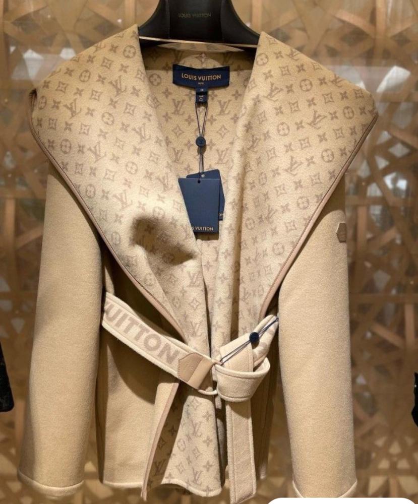 Louis Vuitton Beige Short Wrap Coat with Belt - TEBOUGIE