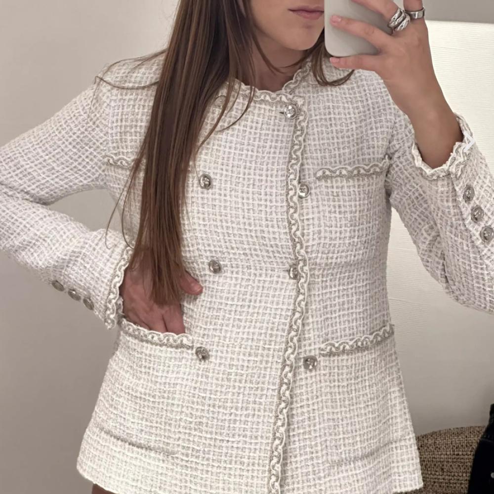 2025 Chanel Jacket Tweed Jacket Cruise White Gold - TEBOUGIE