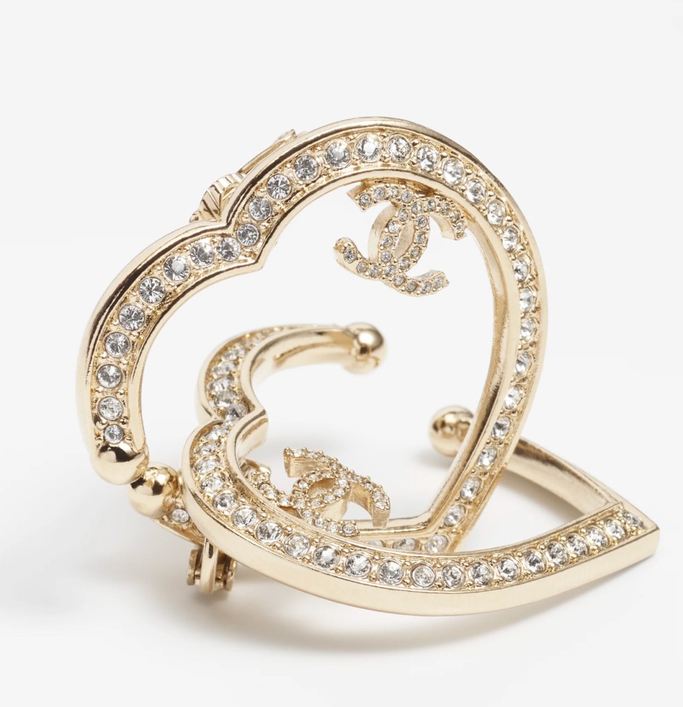 2024 Chanel gold CC logo hoop earrings studded with crystals