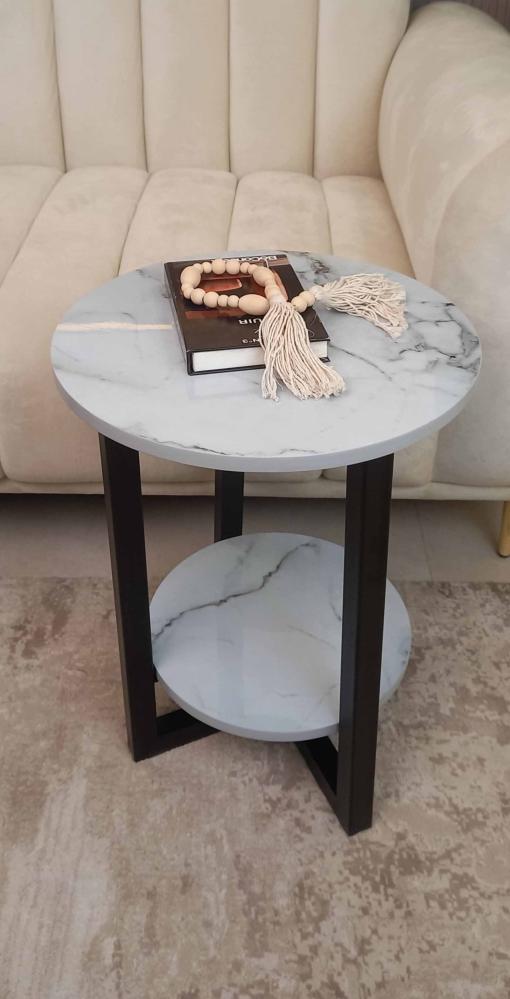 طاولة قهوة جانبية أنيقة – خشب ومعدن