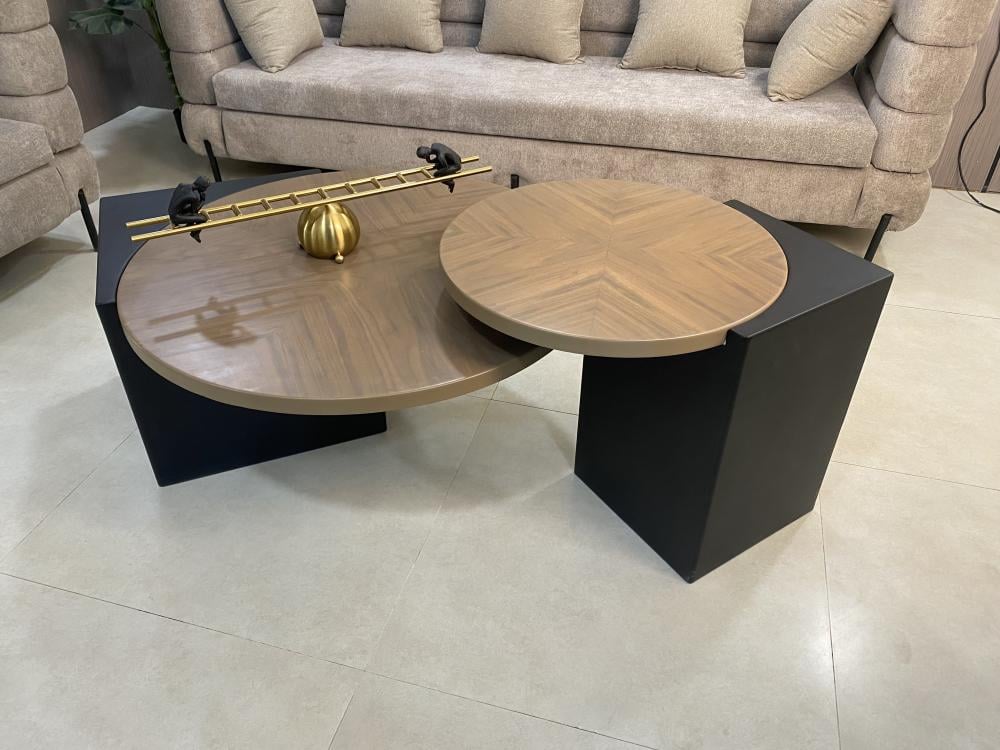 طقم طاولات قهوة عصرية بتصميم مزدوج دائري