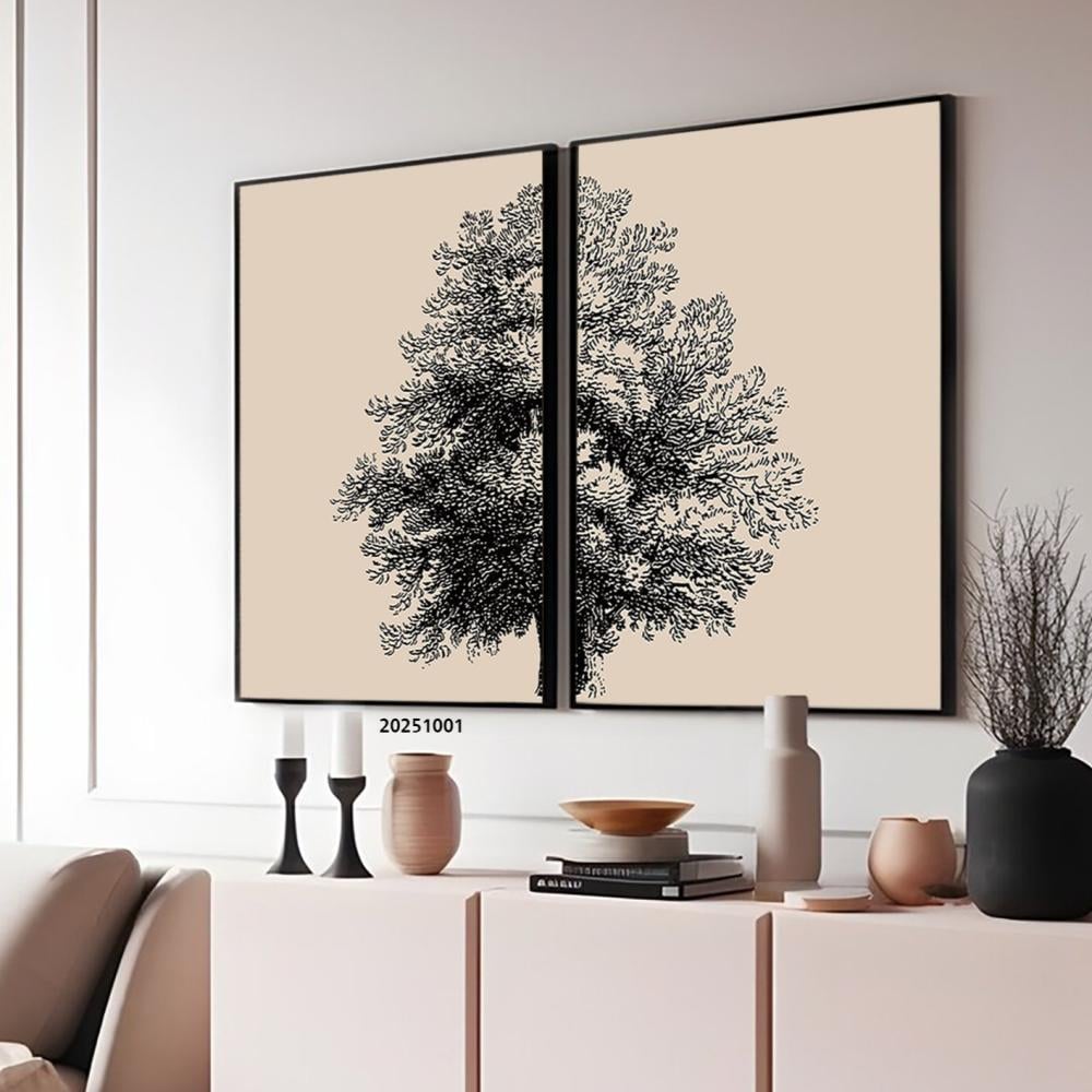طقم لوحتين مودرن بتصميم شجرة