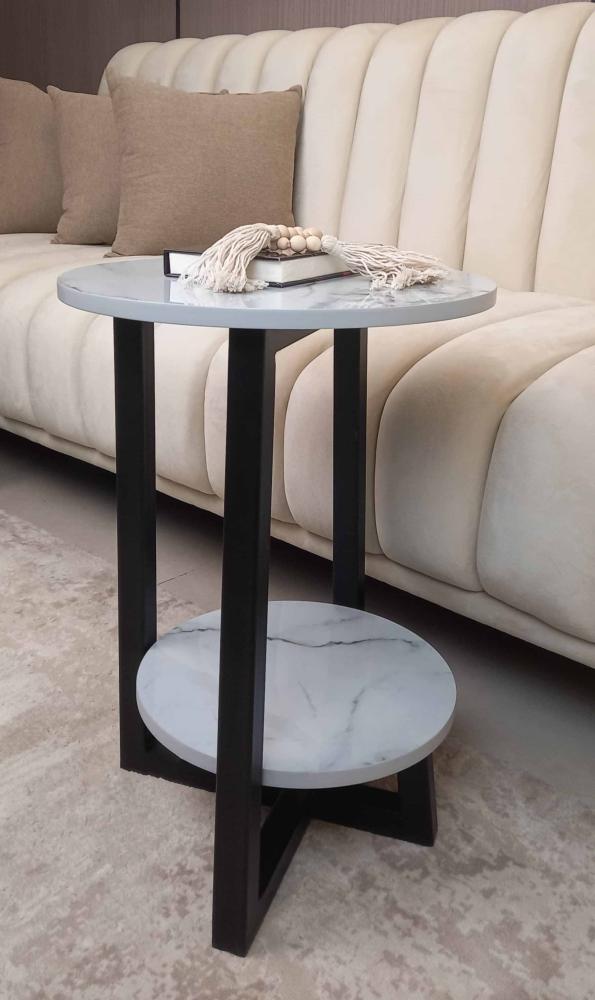 طاولة قهوة جانبية أنيقة – خشب ومعدن