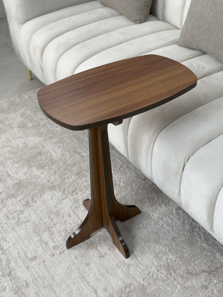 طاولة ديكور جانبية خشبية فاخرة بجانب الأريكة بشكل مستطيل منحني الأطراف