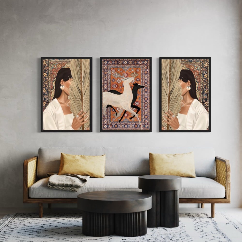 لوحات جدارية غزال على سجاد - افكار مودرن