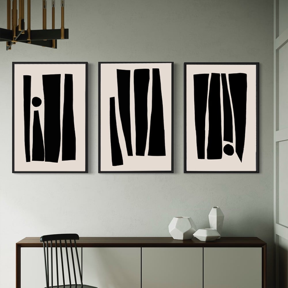 لوحات فنية ثلاثية تجريدية  أشكال بسيطة بتصميم حديث