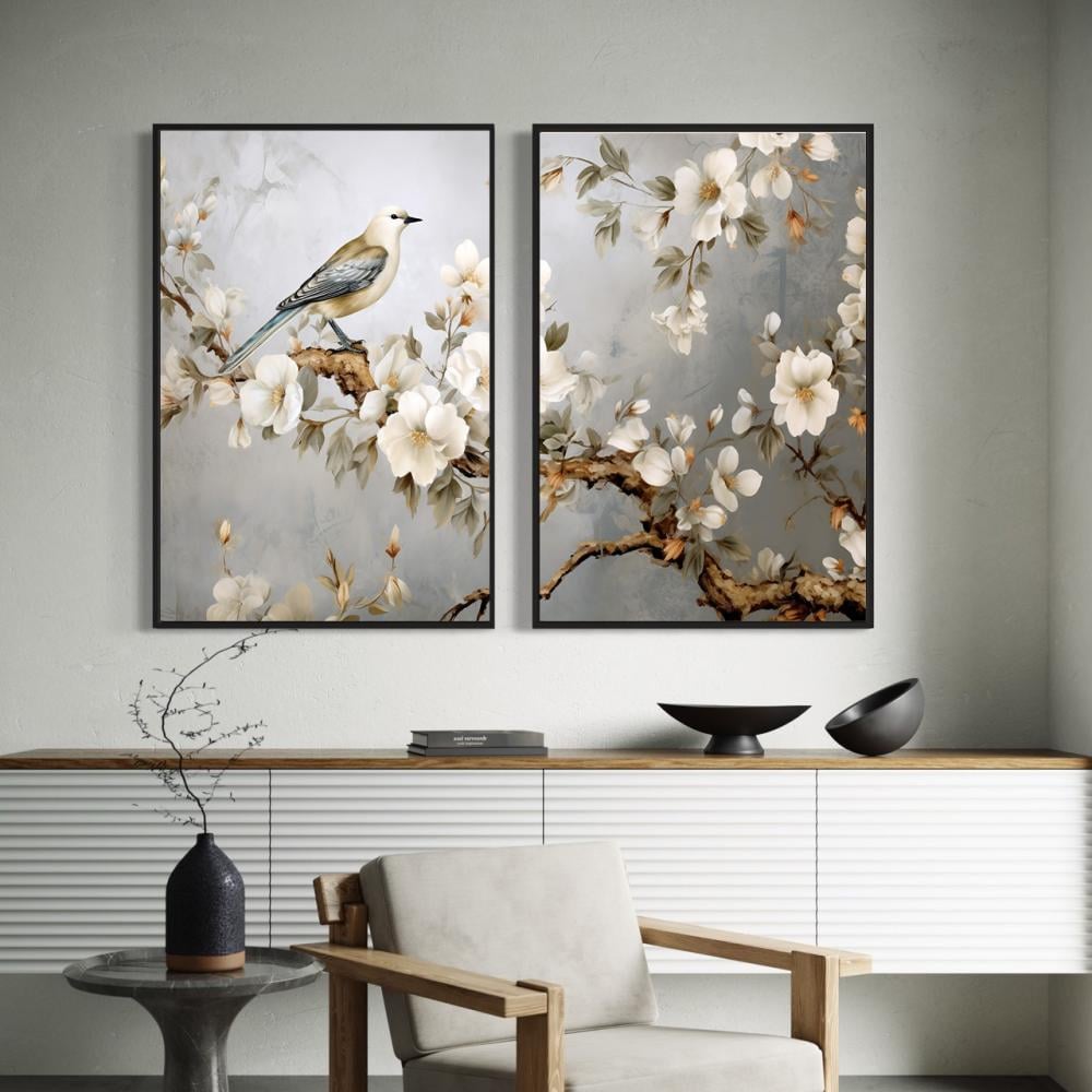 طقم مكون من لوحتين مودرن -بيرد أوف بلوسوم