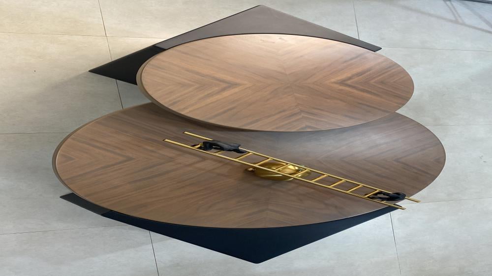 طقم طاولات قهوة عصرية بتصميم مزدوج دائري